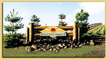 Falcon Ridge cottonwood entrance sign